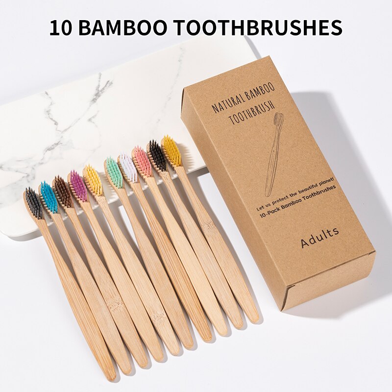 Bamboo Toothbrush Set - مجموعة فرش أسنان من الخيزران مكونة